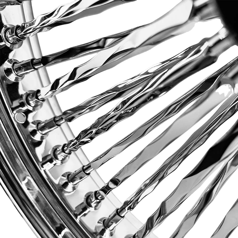 Fat 52 Stainless-Spoke Twisted Chrome Wheel for Harley Touring/Softail - Image 5