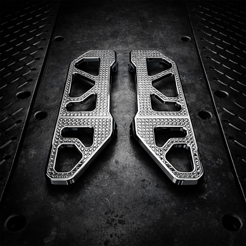 OFFRAMP STRIKE DECK™ Rider Footboards – CNC-Machined Chrome Finish for Harley Touring & Softail Models - Image 9