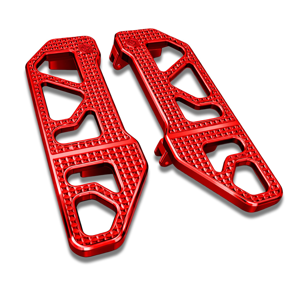 OFFRAMP STRIKE DECK™ Rider Footboards – CNC-Machined Red Finish for Harley Touring & Softail Models - Image 2
