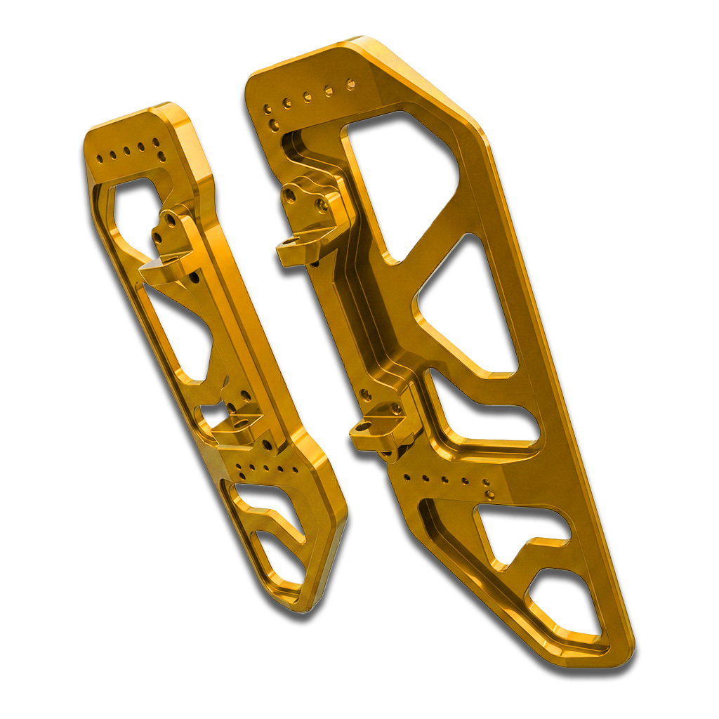 OFFRAMP STRIKE DECK™ Rider Footboards – CNC-Machined Gold Finish for Harley Touring & Softail Models - Image 9