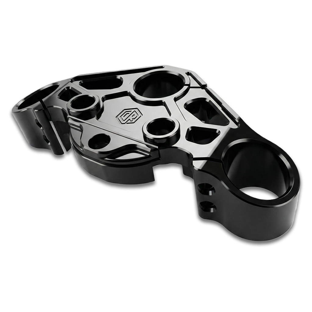OFFRAMP WARPATH™ Touring Top Triple Tree – 1" Drop CNC Billet Black Finish for Harley Road Glide 2015–2023 - Image 4
