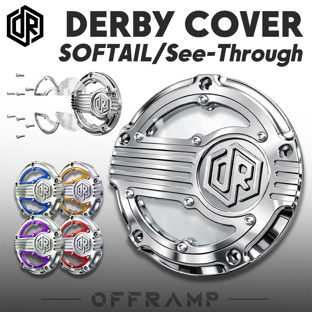 Chrome CNC-Machined See-Through Derby Cover for Harley Softail Models | Multiple Color Options