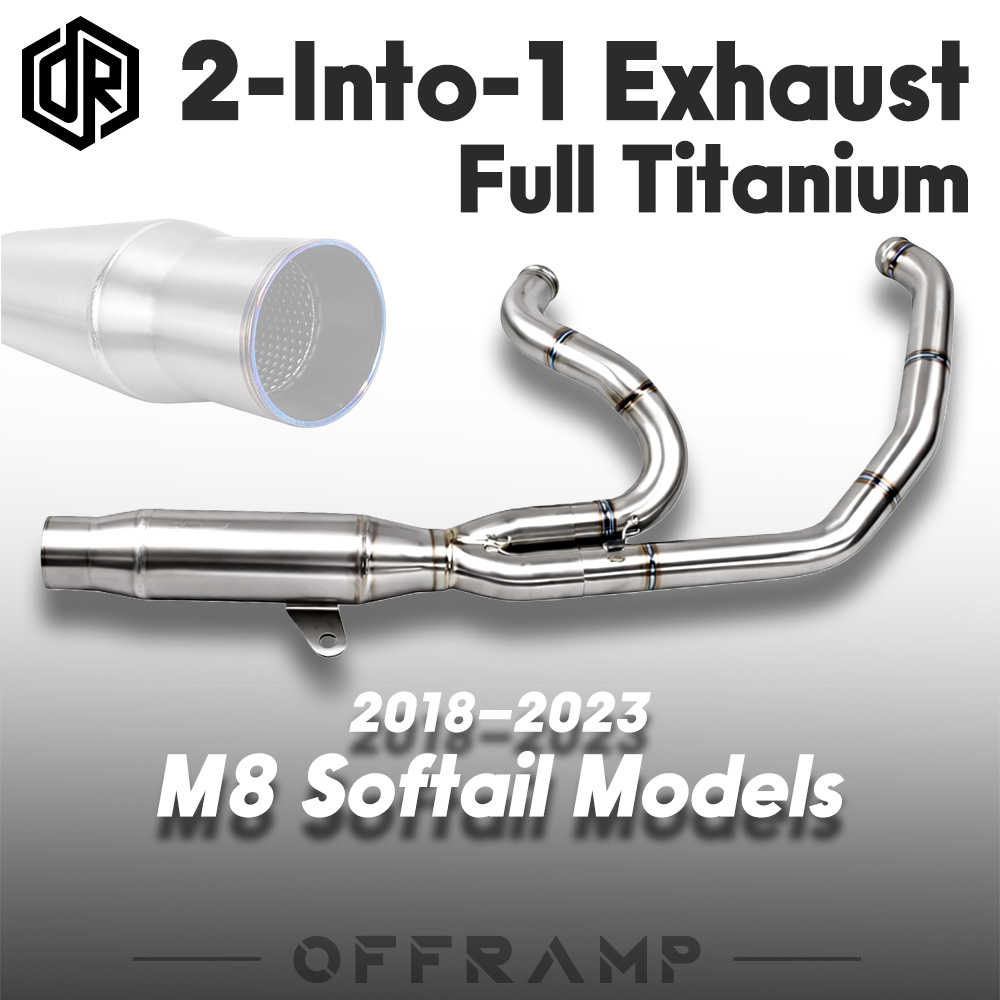 Full Titanium 2-Into-1 Exhaust System for Harley M8 Softail Models (2018–2023)