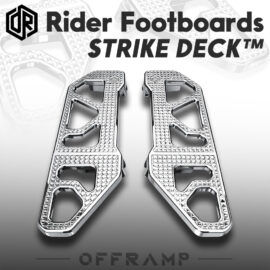 OFFRAMP STRIKE DECK™ Rider Footboards – CNC-Machined Chrome Finish for Harley Touring & Softail Models