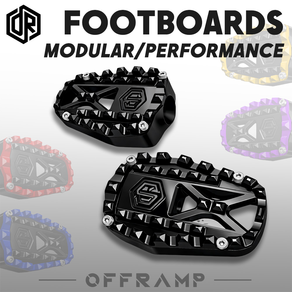 OFFRAMP Black Modular Performance Footboards for Harley Softail, Touring & Sportster Models