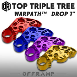 OFFRAMP WARPATH™ Touring Top Triple Tree – 1″ Drop CNC Billet Anodizing Finish for Harley Road Glide 2015–2023