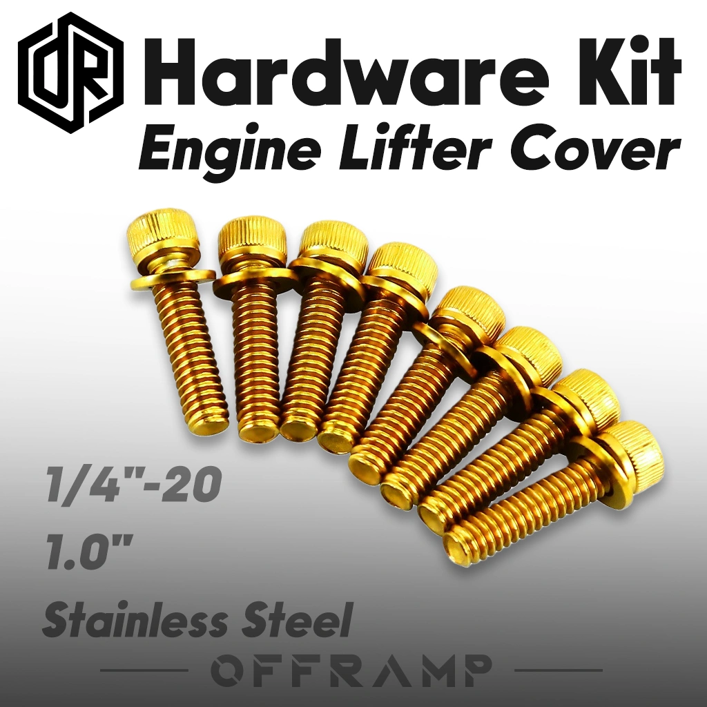 Gold Engine Lifter Cover Bolt Kit for Harley Softail, Dyna & Touring 2000–Later