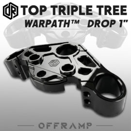 OFFRAMP WARPATH™ Touring Top Triple Tree – 1″ Drop CNC Billet Black Finish for Harley Road Glide 2015–2023
