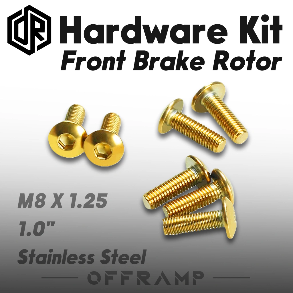 Gold Front Brake Rotor Bolt Kit for Harley Touring models 2009–Later