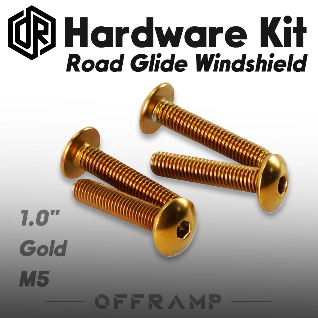 Gold M5 Windshield Bolt Kit for Harley Road Glide 2015–2023