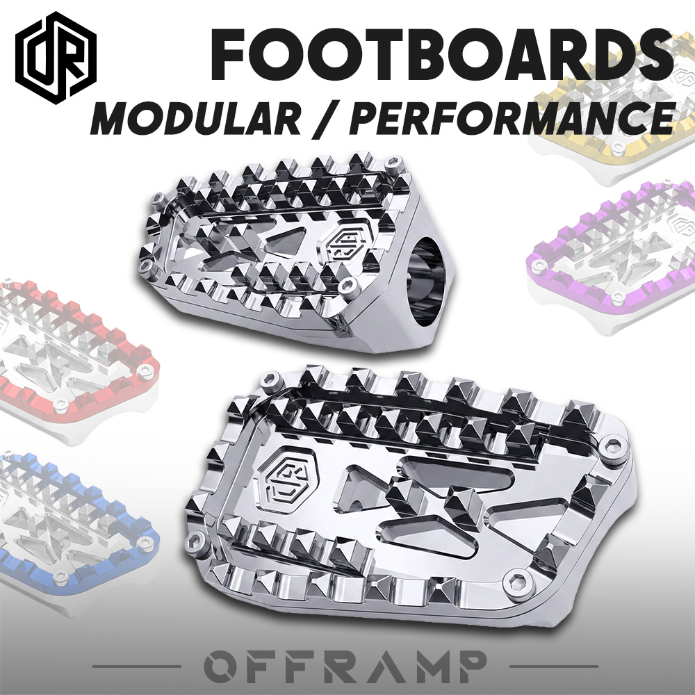 OFFRAMP Chrome Modular Performance Footboards for Harley Softail, Touring & Sportster Models