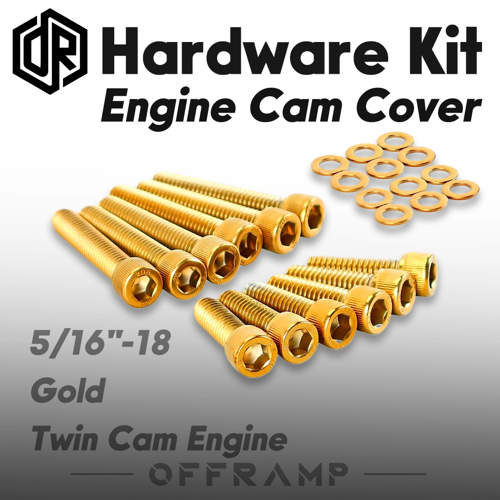 Gold Twin Cam Engine Cam Cover Bolt Kit for Harley Softail, Dyna & Touring 2000–2017