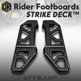 OFFRAMP STRIKE DECK™ Rider Footboards – CNC-Machined Black Finish for Harley Touring & Softail Models