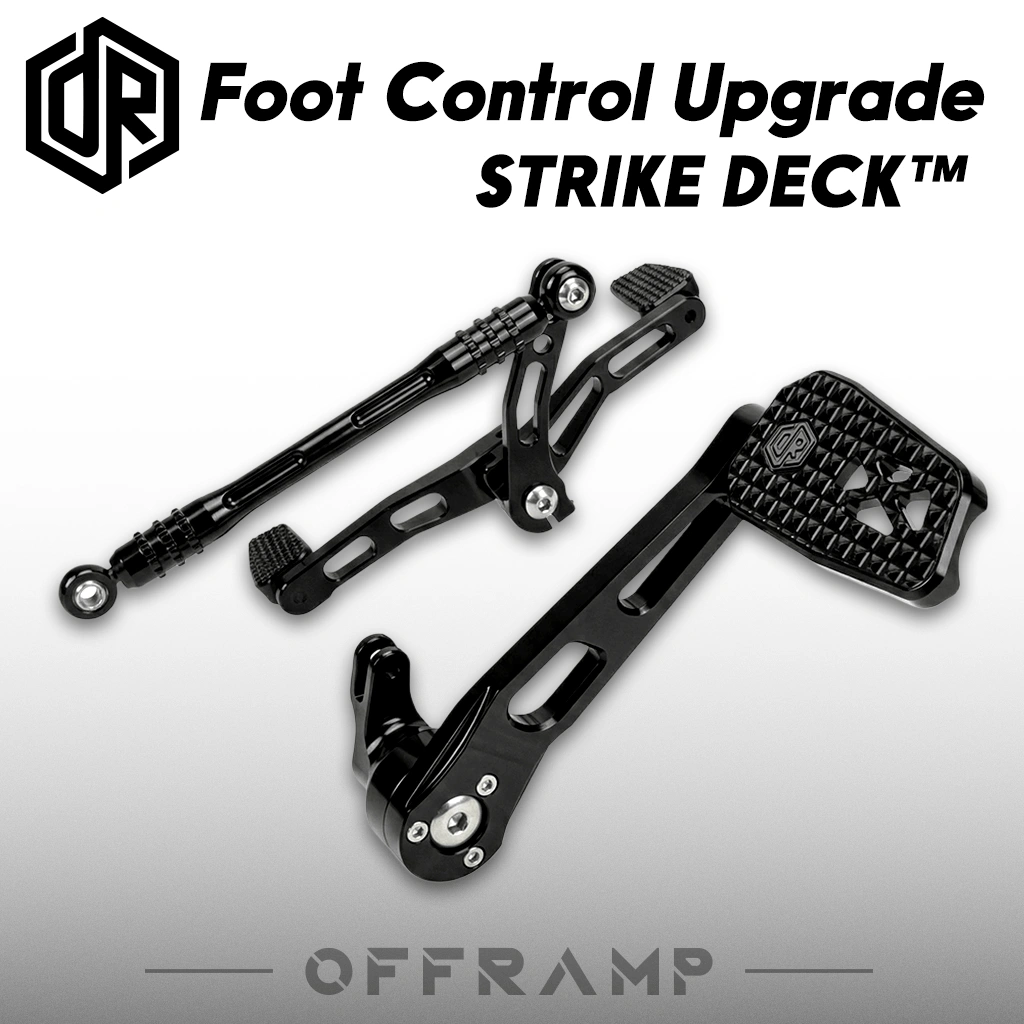 OFFRAMP STRIKE DECK™ Brake Pedal & Shifter Peg Kit for Harley Touring Models 1999–2025, CNC Billet Aluminum Foot Control Upgrade, Multiple Colors